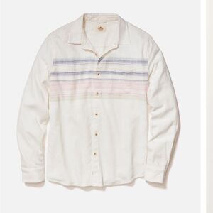 Marine Layer Cream Shirt with Pastel Stripes NWOT